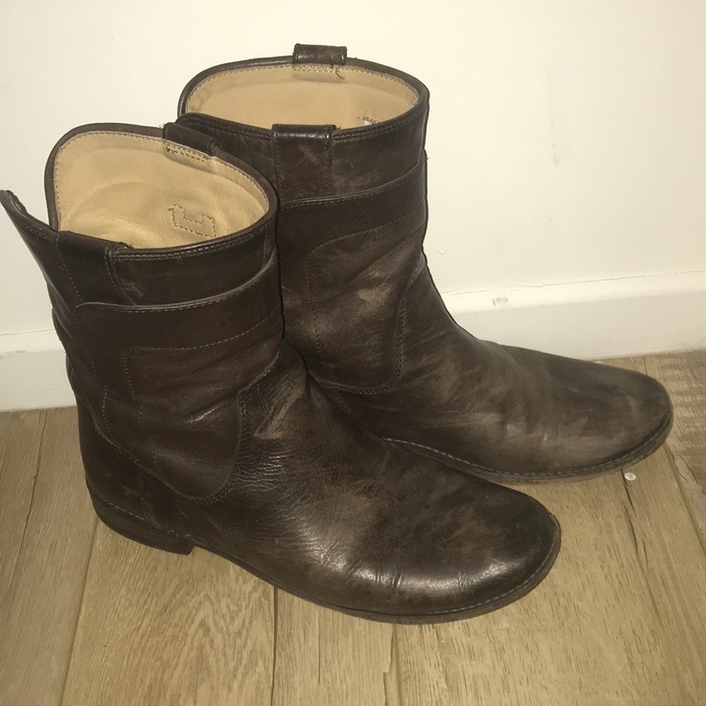 Frye leather brown boots, worn